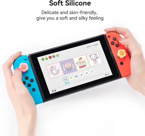 Vista 2 de GeekShare Joycon - Tapas de silicona con agarre para pulgar cubierta de joystick compatible con Nintendo Switch OLED Switch Lite 4