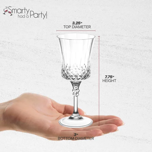 Vista 3 de Smarty Had A Party Copas de vino de plástico, paquete de 48 copas de vino desechables grandes de 11 onzas con tallo, vasos transparentes resistentes