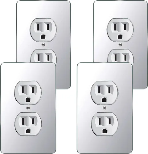 Vista 11 de Placa de pared con espejo plateado para interruptor de luz, placa de pared acrílica duradera, placa de pared decorativa de una sola pandilla