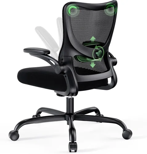 Vista 8 de Marsail - Silla ergonómica de oficina - Silla de escritorio con respaldo alto de malla y soporte lumbar ajustable, silla giratoria con ruedas, Gris