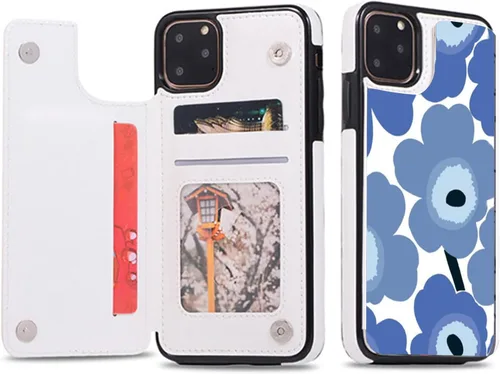 Vista 25 de Funda de Cuero Tipo Cartera Kawaii Flip Compatible con Apple iPhone 7 Plus/8 Plus con Soporte de PU Portador de Tarjetas Monedero, Doble Cierre Flor