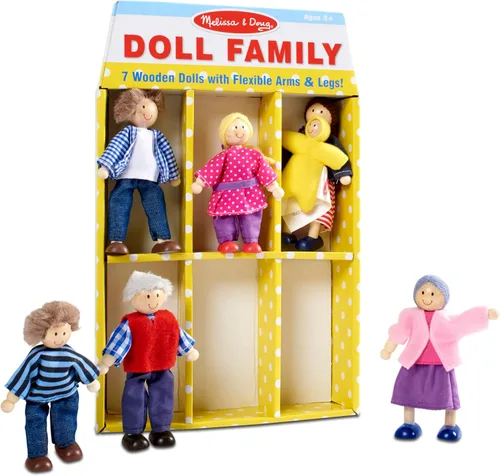 Vista 9 de Familia de 7 piezas de muñecas de madera Melissa & Doug para casa de muñecas (2-4 pulgadas cada una)