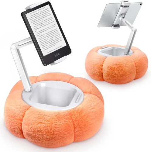Vista 10 de CreaDream - Soporte de almohada en forma de calabaza para tableta, Kindle, iPad, soporte ajustable para teléfono con almohada para regazo y cama