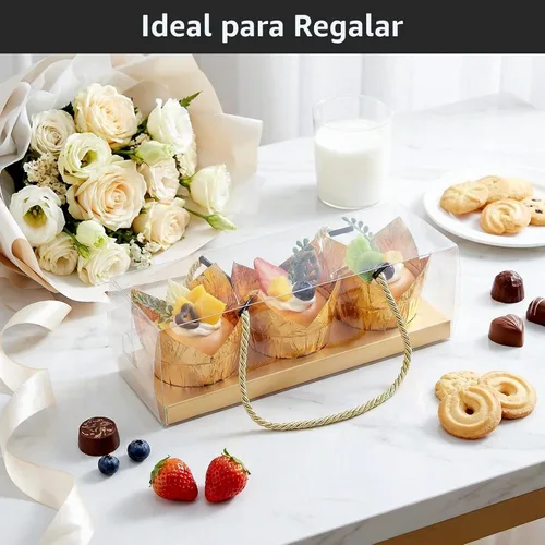 Vista 5 de EUSOAR - 50 forros desechables para magdalenas de papel de aluminio, 3.5 onzas de papel de aluminio, moldes para hornear cupcakes, moldes para Dorado