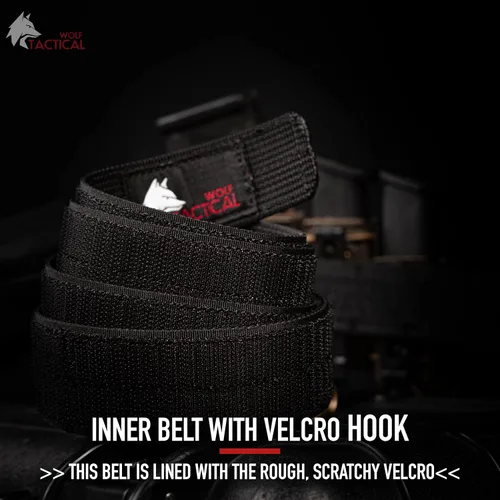 Vista 3 de WOLF TACTICAL Forro de gancho interior para cinturón de trabajo y batalla de 1.5 pies con gancho y bucle EDC accesorios para cinturón interior negro