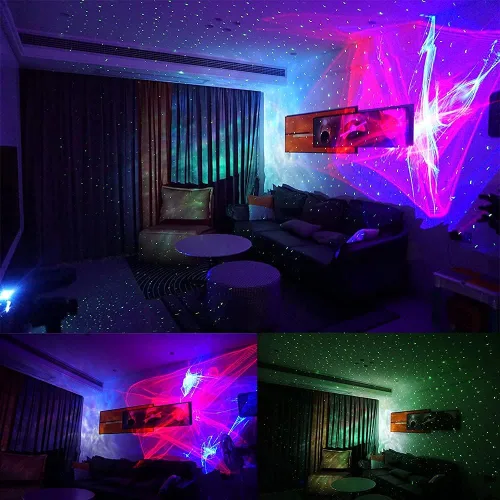 Vista 7 de Nebulosa LED RGB recargable con control remoto + RGB Aurora + luz de cielo estrellado láser verde proyector de efecto romántico para DJ iluminación