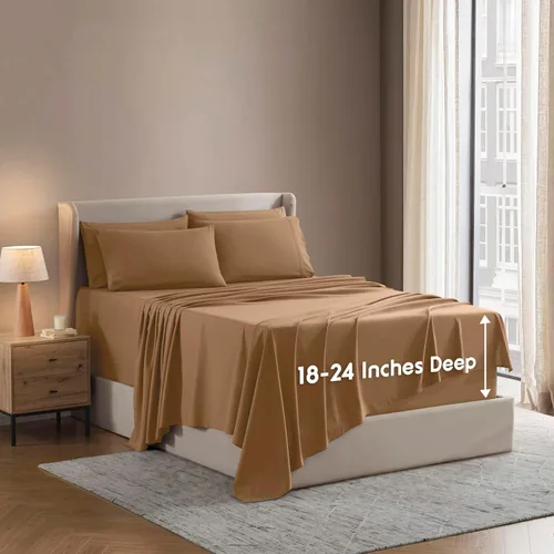 Nestl Juego de sábanas extra profundas tamaño California King, 6 piezas, transpirables y refrescantes, juego de ropa de cama de lujo con bolsillos