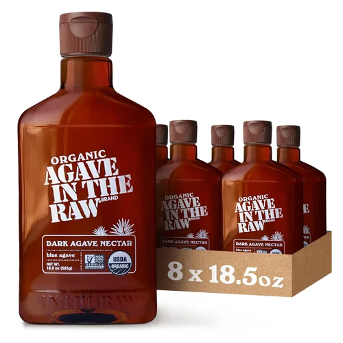 Agave In The Raw - Edulcorante orgánico de néctar de agave, jarabe de agave azul, sin eritritol, sustituto del azúcar para café, hornear, bebidas