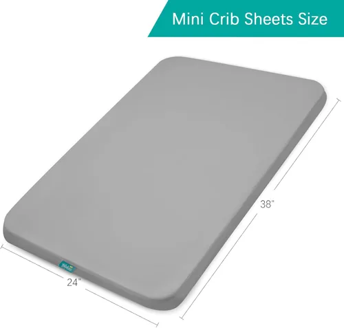 Vista 5 de Biloban Sábanas ajustables para cuna, impermeables, de 38 x 24 pulgadas, paquete de 2 fundas protectoras de colchón para Dream on Me/Newton, sábana