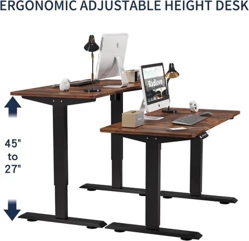 Vista 33 de Escritorio eléctrico de pie en forma de L, escritorio esquinero de altura ajustable de 59 pulgadas con ajustes preestablecidos de memoria, ideal