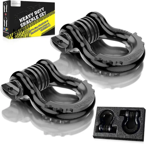 AUTOBOTS - Grilletes de arco de 3/4", anillo en D (2 unidades), resistencia a la rotura de 48.000 lb con pasador de 7/8", kit de 2 aisladores y 4