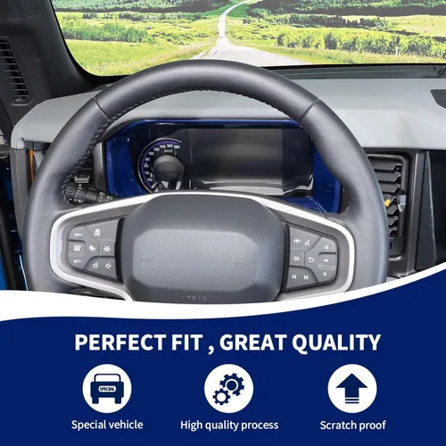 Vista 4 de RAZPOY Para Bronco - Cubierta de tablero de control central compatible con accesorios interiores Ford Bronco 2021-2024, color azul
