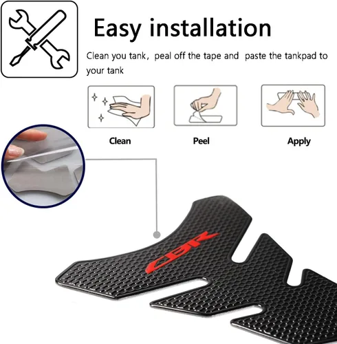Vista 4 de Protector de tanque, calcomanías de almohadilla de tanque, almohadilla de tracción lateral del tanque, adhesivo antideslizante, lado de tracción