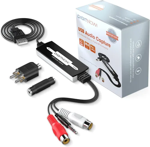 Tarjeta de Captura de Audio USB para Grabación de Cintas de Casete de Vinilo a Convertidor Digital MP3, Compatible con Mac y Windows