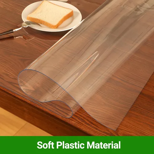 Vista 5 de ETECHMART Protector de mesa de plástico transparente rectangular de 12 x 24 pulgadas, protector de mesa grueso impermeable transparente para mesa