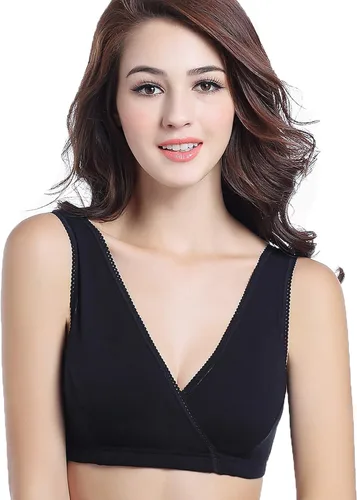 Vista 5 de CAKYE Paquete de 3 brasier de maternidad para dormir de lactancia materna, brasier de algodón para lactancia materna