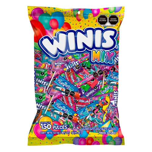 Winis Mix Variedad de Dulces Mexicanos de Goma | Mezcla de Dulces de Taffy a Granel - 3.6 libras - 150 Envueltos Individualmente para Fiesta |