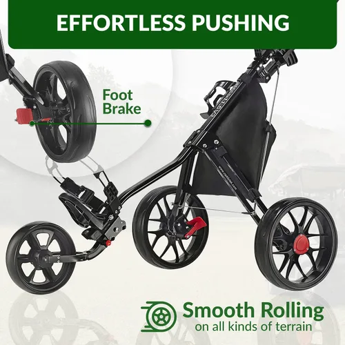 Vista 4 de Caddytek CaddyLite 11.5 V3 Carrito de Golf Push - Carrito de Bolsa de Golf Plegable de Aluminio Ligero de 3 Ruedas con Marco de Cuatro Pliegues