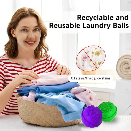 Vista 8 de Juego de 2 bolas de lavado de detergente natural no químico para lavadora, ecológicas, juego de 2