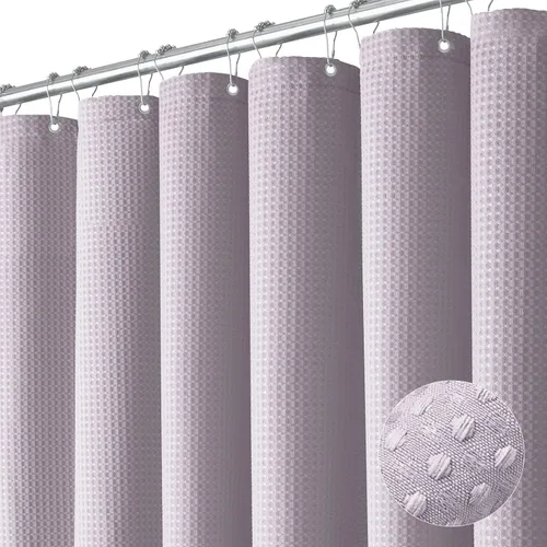 Vista 28 de Cortina de ducha Dynamene de tela blanca, cortinas de ducha de lujo para hotel con textura de nido de abeja, cortinas de baño pesadas de 72