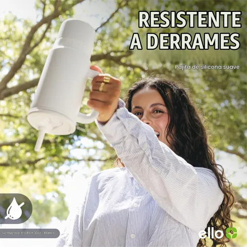 Vista 7 de Ello Port Taza de 30 oz con asa de transporte y mango integrado Botella de agua reutilizable de acero inoxidable con aislamiento al vacío