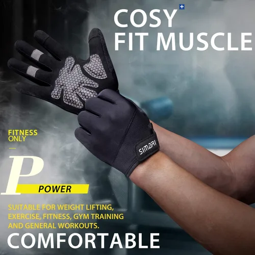 Vista 3 de Simari Guantes de entrenamiento con soporte para muñeca, entrenamiento de gimnasio, protección completa de la palma para levantamiento de pesas