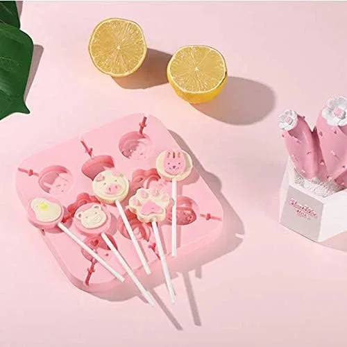 Vista 5 de Molde de fondant en forma de animales creativos, piruleta y pata de gato, molde de silicona para pastel de caramelo de chocolate, herramientas