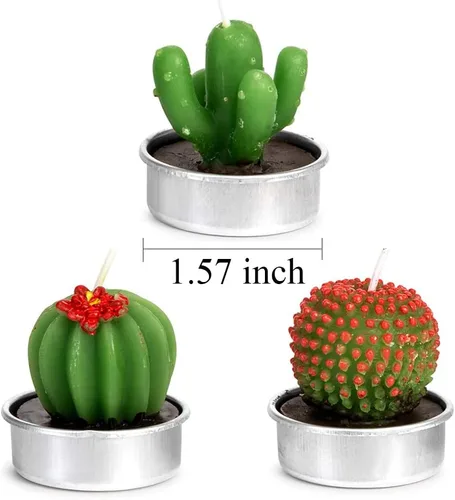 Vista 4 de 12 velas de cactus hechas a mano, delicadas velas de cactus suculentas para fiestas, bodas, spa, decoración del hogar, regalos