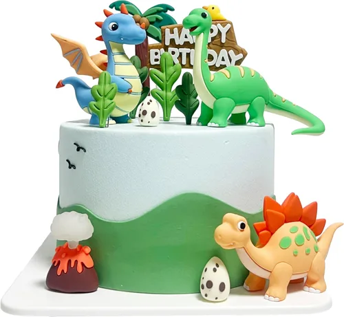 Vista 7 de 10 piezas de decoración de pastel de dinosaurio, decoraciones de pastel de dinosaurio, decoraciones de pastel para fiesta temática de dinosaurios