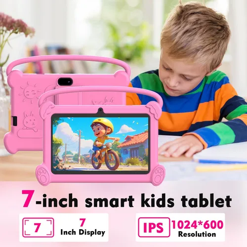 Vista 7 de Tableta infantil de 7 pulgadas para niños de 3 a 9, 32 GB de ROM, 4 GB de RAM, Android 12, tableta para niños pequeños con funda a prueba de golpes