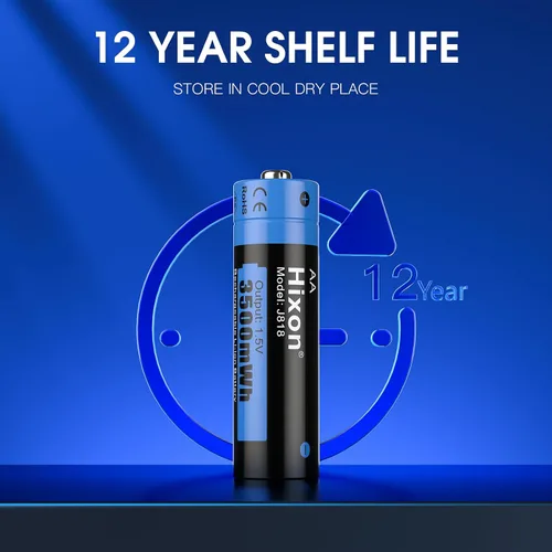 Vista 9 de Hixon Baterías AA recargables y cargador LCD, baterías recargables de litio AA de 1.5 V de 8 x 3500 mWh, salida constante, corriente máxima de 3 A