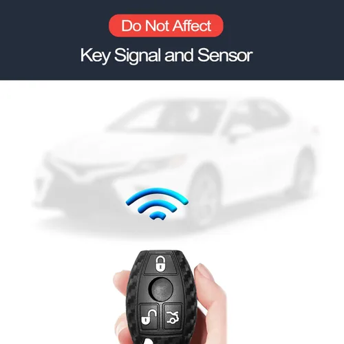 Vista 5 de 2 piezas compatibles con Mercedes Benz C CLK CL E GL GLK ML R S SL SLK Class Smart Key Fob Case Case Key Chain Carbon Fiber Look Rubber Protector