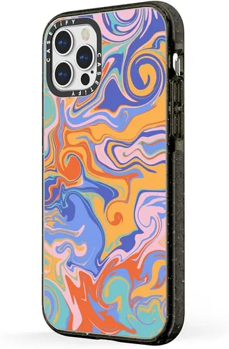 Vista 5 de CASETiFY Oh So Graceful Impact Funda para iPhone 12 y iPhone 12 Pro, Trippy, negro transparente
