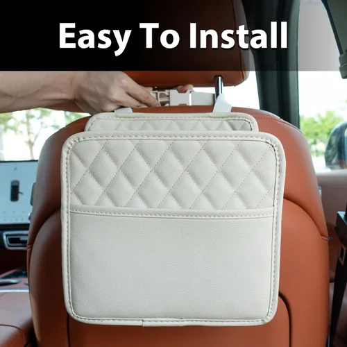 Vista 7 de FrgKbTm Organizador colgante para asiento trasero de coche con soporte para documentos, bolsa con múltiples bolsillos, botella, caja