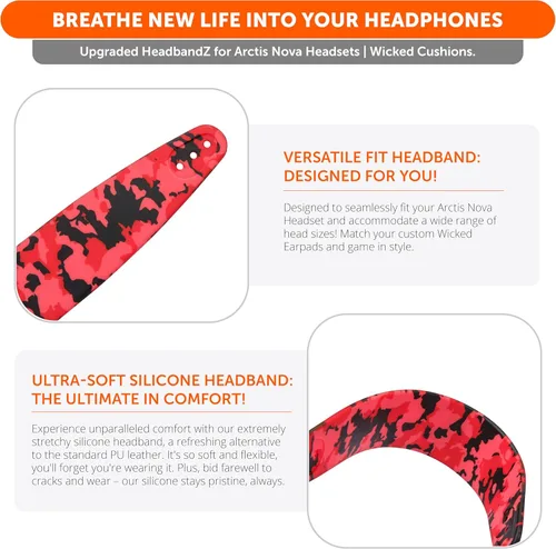 Vista 5 de WC Arctis Nova - Paquete de almohadillas de gel refrescante, diadema de silicona y placa de altavoz lateral para Arctis Nova Pro Wireless de Wicked