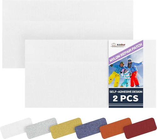 Vista 53 de Azobur Parches de reparación de chaquetas de plumón, impermeables, autoadhesivos, parches de tela de nailon para chaquetas hinchadas