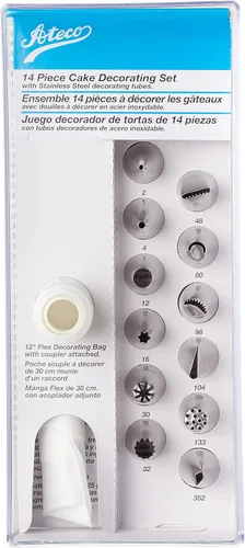 Vista 4 de Ateco Juego de decoración de tartas de 14 piezas, color plateado