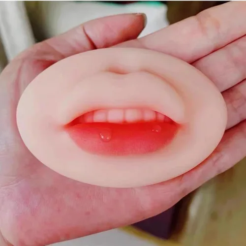 Vista 5 de Hipifans 3 labios falsos 3D, labios de silicona para práctica de maquillaje, labios suaves de práctica de tatuajes, modelo para suministros de 3