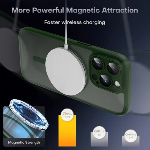 Vista 481 de TOCOL Funda para iPhone 11, compatible con Magsafe, protección completa de cámara, imanes integrados, protección contra caídas, funda translúcida