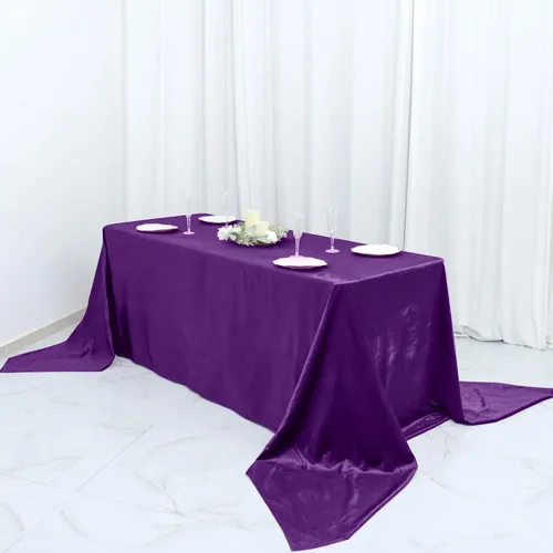 Vista 9 de Efavormart - Mantel rectangular de terciopelo morado prémium de 90 x 156 pulgadas para eventos de fiesta de boda