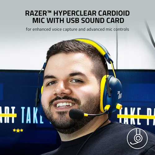 Vista 3 de Razer BlackShark V2 Auriculares para juegos sonido envolvente espacial THX 7.1, controladores de 1.97 pulgadas, micrófono desmontable, computadora