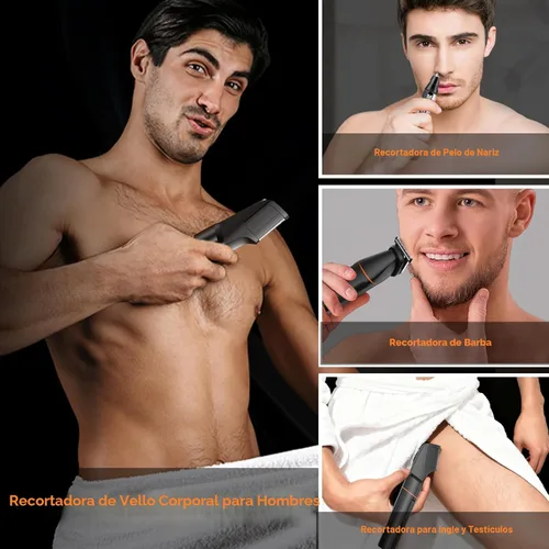 Vista 4 de MAXGROOM - Afeitadora de vello corporal para hombre, afeitadora resistente al agua para la ingle, testículos y bolas, kit de aseo eléctrico sin