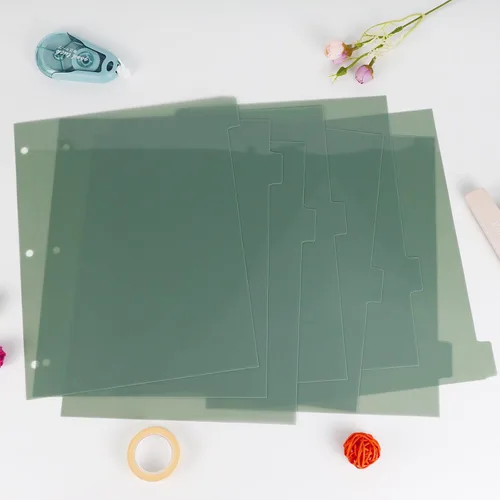 Vista 7 de Koqye Divisores de plástico duradero de 8 pestañas verde oscuro para carpeta de 3 anillas, separadores de plástico de 8 pestañas, separadores