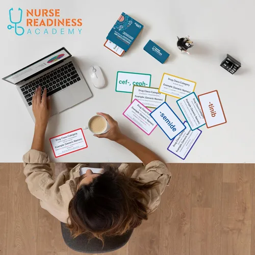 Vista 6 de Tarjetas de ayuda memoria de farmacología: 60 tarjetas codificadas por color para aprender los nombres genéricos de medicamentos más comunes