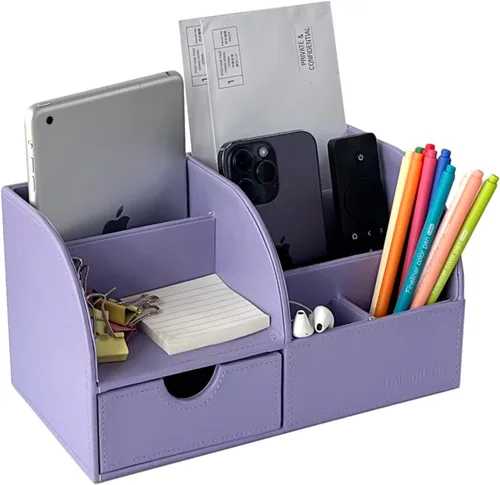 Vista 124 de UnionBasic Organizador de escritorio - Caja de almacenamiento multifuncional de cuero para escritorio con soporte para bolígrafos - Para tarjetas