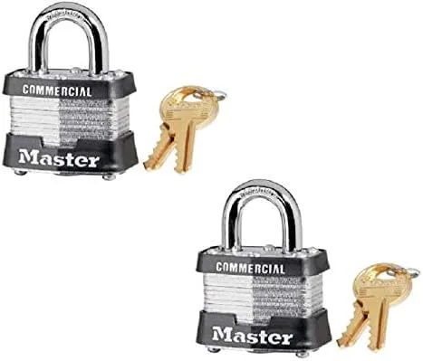 Master Lock 3KA-3210 Candados laminados con llave igual, 1-1/2 pulgadas, paquete de 2