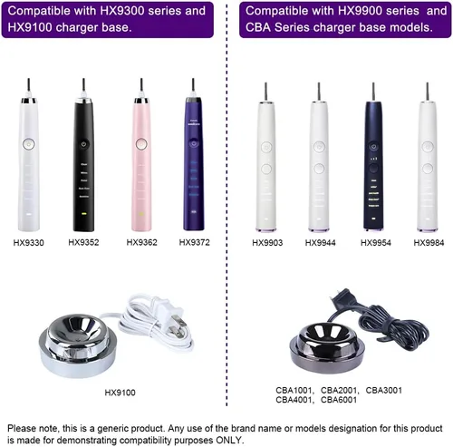 Vista 4 de Cargador de vidrio de repuesto compatible con cepillo de dientes eléctrico Philips Sonicare Diamondclean, para HX9100 CBA1001 CBA2001 CBA3001