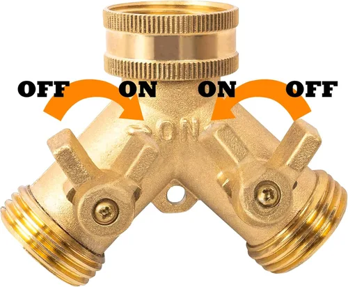Vista 3 de Xiny Tool Divisor de manguera, divisor de manguera de jardín resistente de 2 vías, manguera de agua de latón macizo, divisor en Y, 2 válvulas con 2