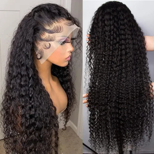 Vista 2 de Pelucas de 30 Pulgadas con Malla Frontal de Onda Profunda de Cabello Humano 180% de Densidad 13x4 Pelucas de Malla Frontal HD Transparente