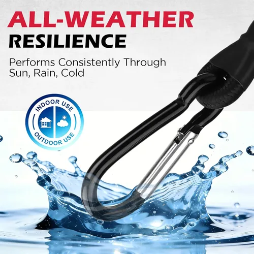 Vista 6 de 5 cuerdas elásticas de 24 pulgadas con ganchos de mosquetón, correas elásticas de goma resistentes, cuerda elástica con clips de mosquetón